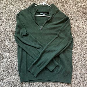 Eddie Bauer Men's Medium Cotton Cashmere 1/4 Zip Green Sweater